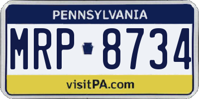 PA license plate MRP8734