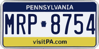 PA license plate MRP8754