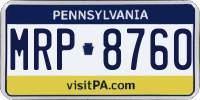 PA license plate MRP8760