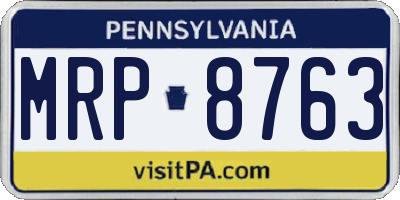 PA license plate MRP8763