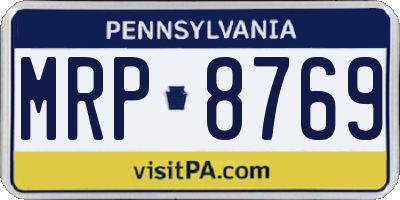 PA license plate MRP8769