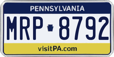 PA license plate MRP8792