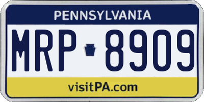PA license plate MRP8909