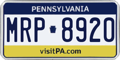 PA license plate MRP8920