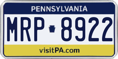 PA license plate MRP8922
