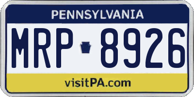 PA license plate MRP8926