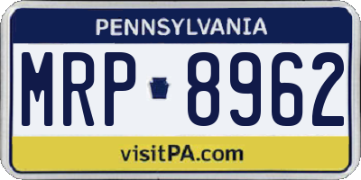 PA license plate MRP8962