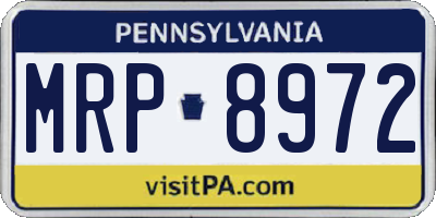 PA license plate MRP8972