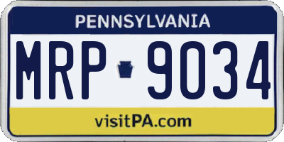 PA license plate MRP9034