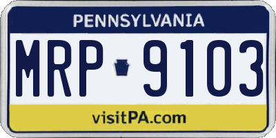 PA license plate MRP9103