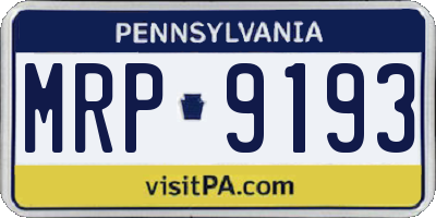 PA license plate MRP9193