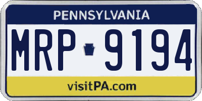 PA license plate MRP9194