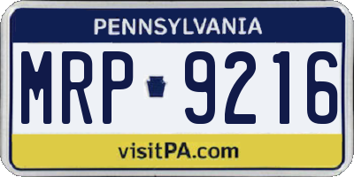 PA license plate MRP9216