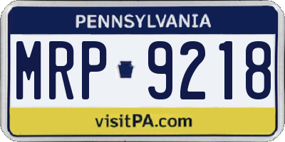 PA license plate MRP9218