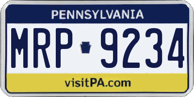 PA license plate MRP9234