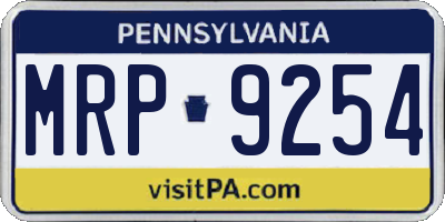 PA license plate MRP9254