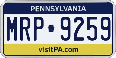 PA license plate MRP9259