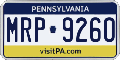 PA license plate MRP9260