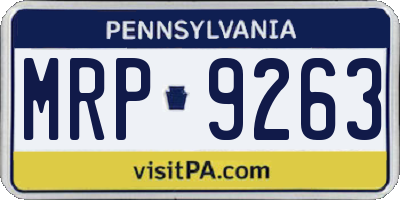 PA license plate MRP9263