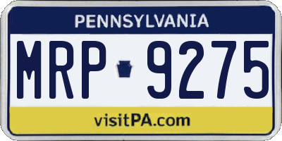 PA license plate MRP9275