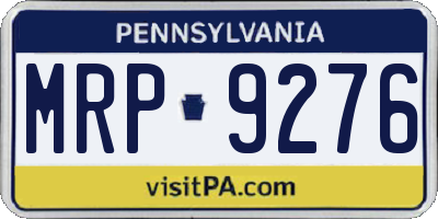 PA license plate MRP9276