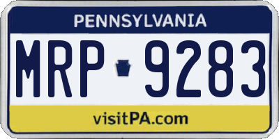PA license plate MRP9283