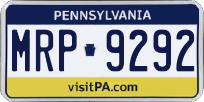 PA license plate MRP9292