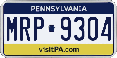 PA license plate MRP9304