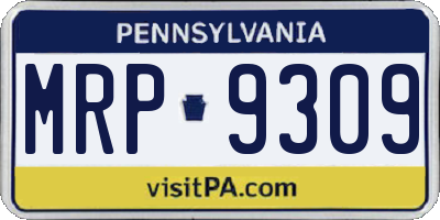 PA license plate MRP9309