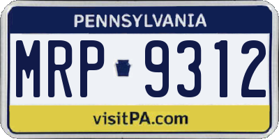 PA license plate MRP9312