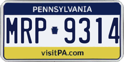 PA license plate MRP9314
