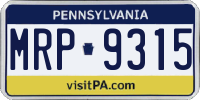 PA license plate MRP9315