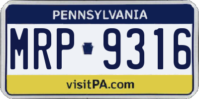 PA license plate MRP9316
