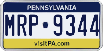 PA license plate MRP9344