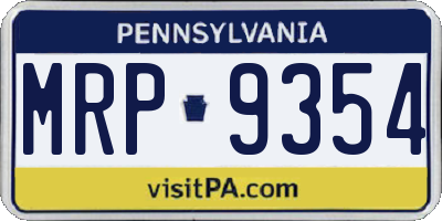 PA license plate MRP9354