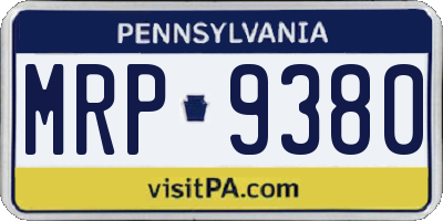 PA license plate MRP9380