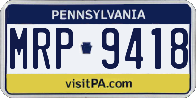 PA license plate MRP9418