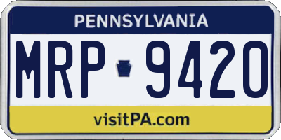 PA license plate MRP9420