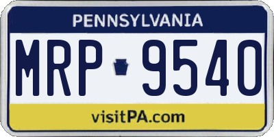 PA license plate MRP9540