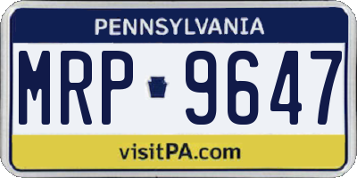 PA license plate MRP9647