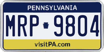 PA license plate MRP9804
