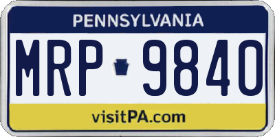 PA license plate MRP9840