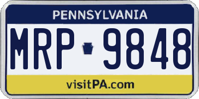 PA license plate MRP9848