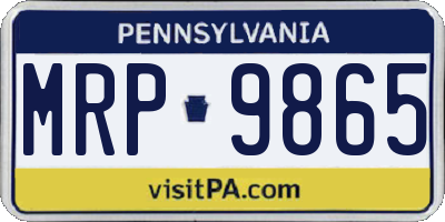 PA license plate MRP9865