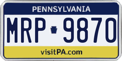 PA license plate MRP9870