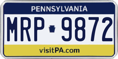 PA license plate MRP9872
