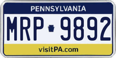 PA license plate MRP9892
