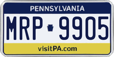 PA license plate MRP9905