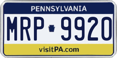 PA license plate MRP9920
