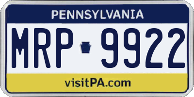 PA license plate MRP9922